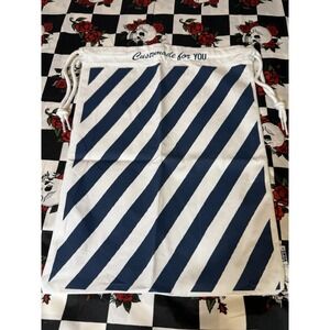 Vans Drawstring Shoe Bag Off-White Blue Stripe‎ 12x15.5"